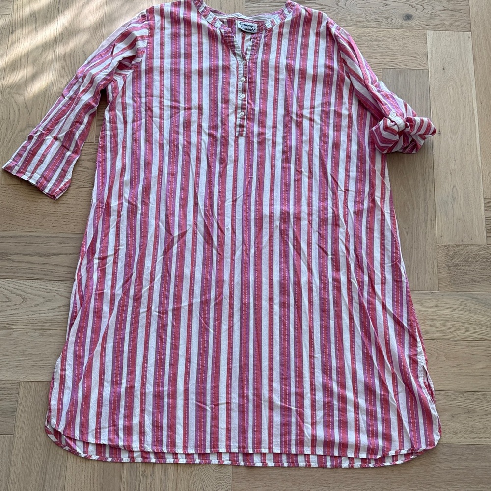 Anthony Richards Pink and White Striped Kaftan